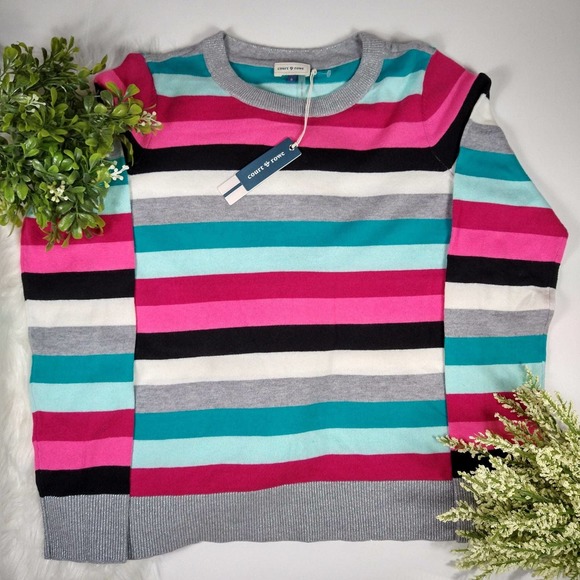 Court & Rowe Metallic Stripe Sweater NWT - Picture 3 of 6
